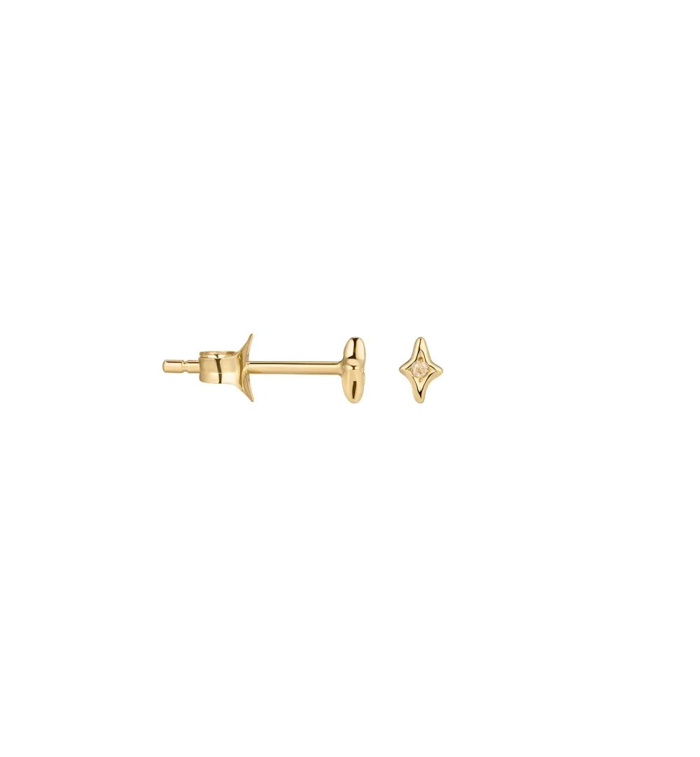 Single Moonbeam Glow Stud Earring 14K