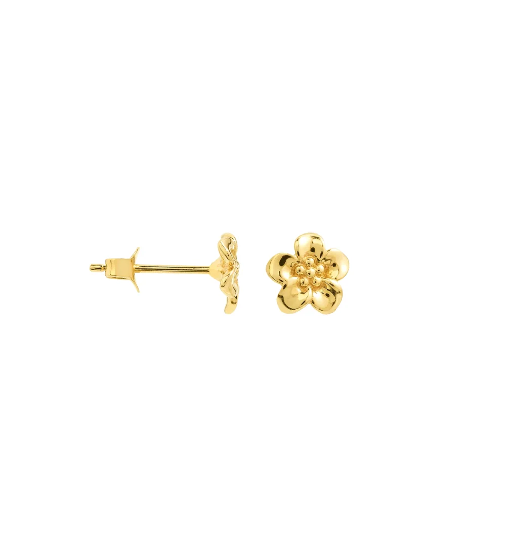 Single Flower Boy Stud Earring 14K