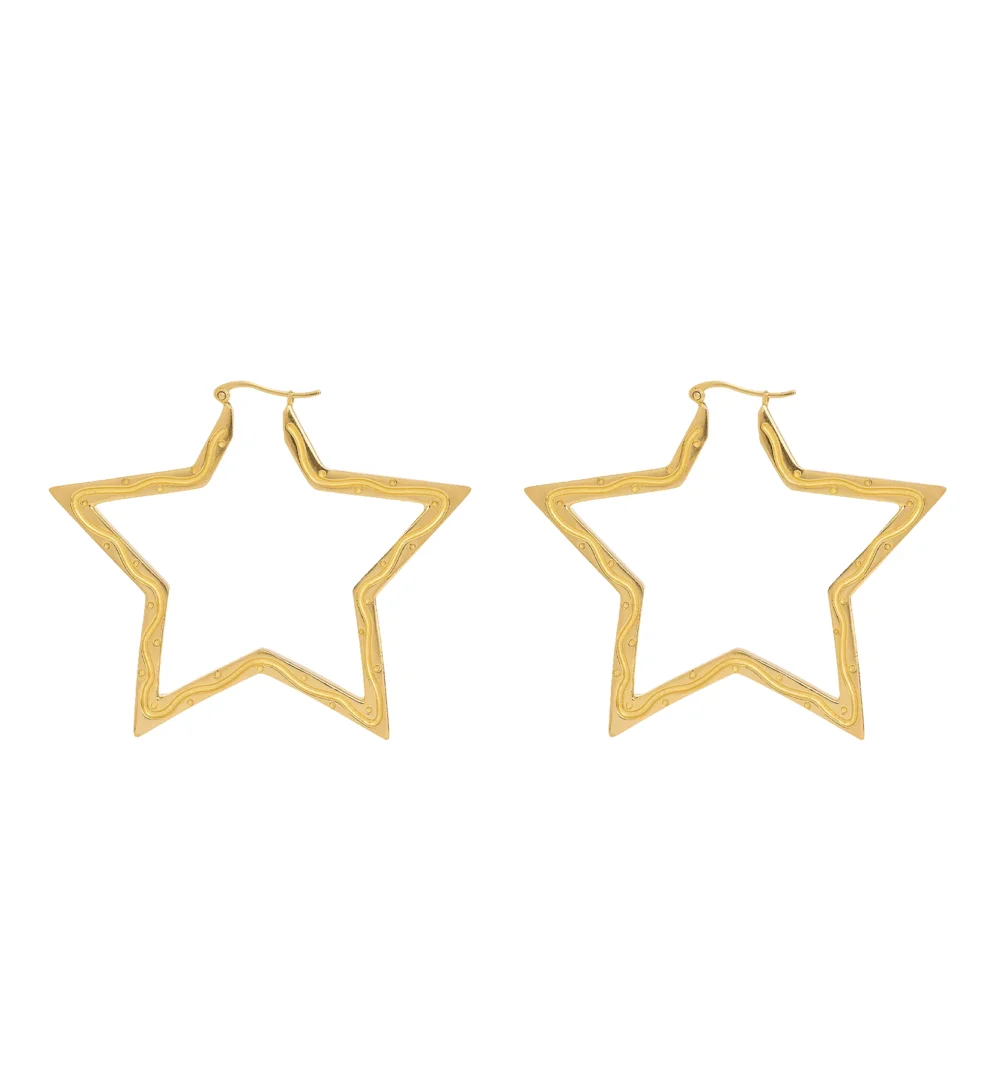 Large Funky Star Hoop Earrings
