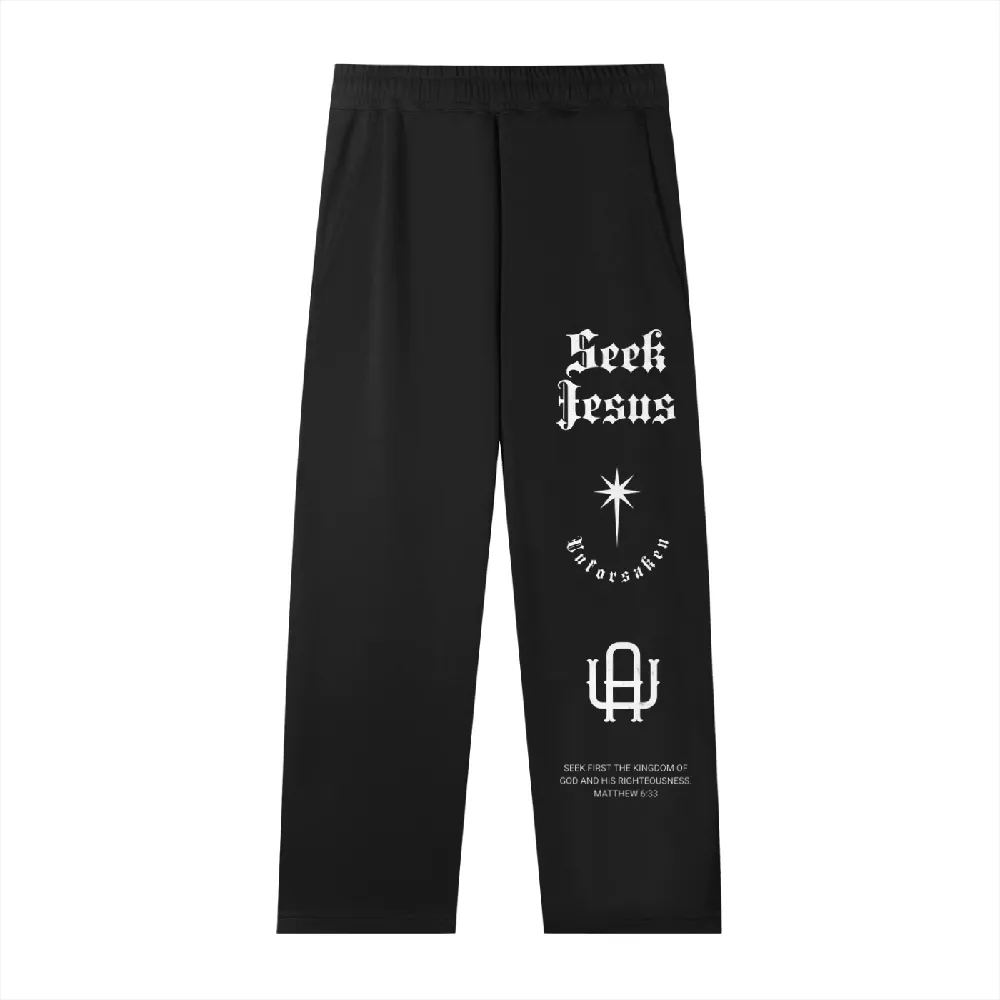"SEEK JESUS" Essential Straight-Leg Sweatpants