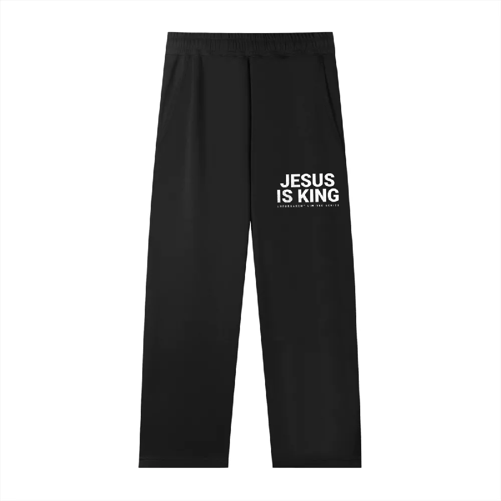 "JESUS IS KING" Essential Straight-Leg Sweatpants