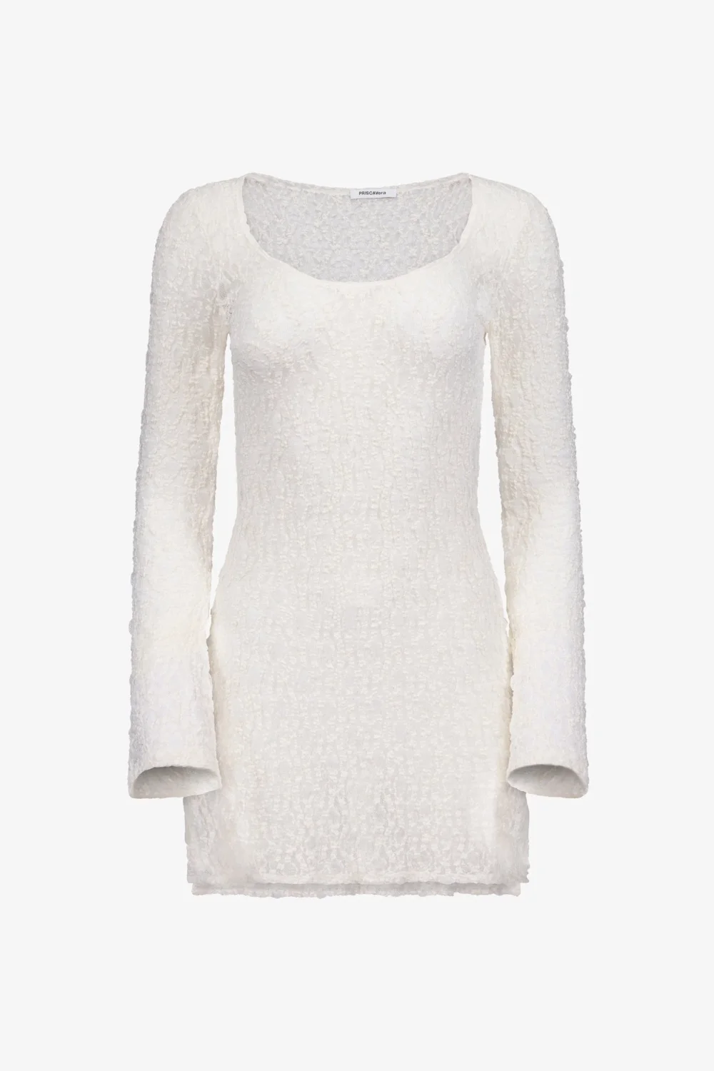 White Stretch Lace Knit Dress