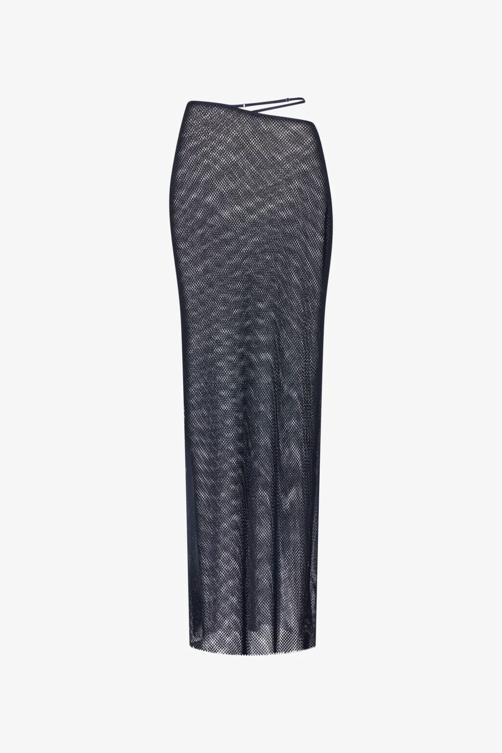 Navy Asymmetrical Waist Maxi Skirt