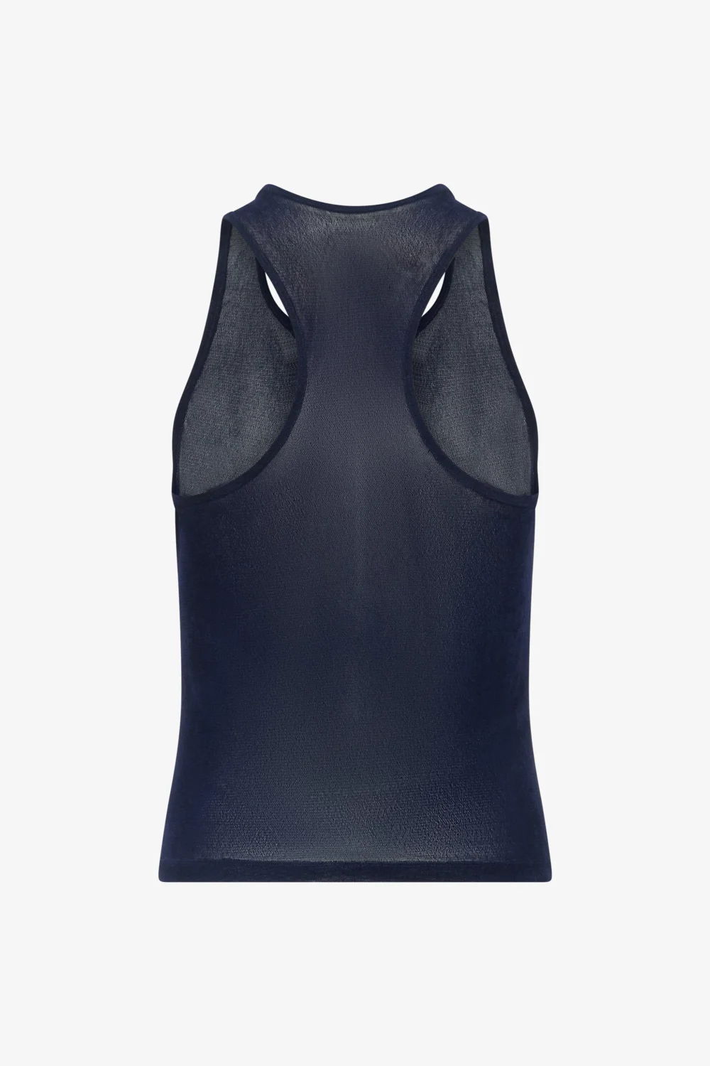 Navy Velvet Mesh Racerback Tank Top - 2