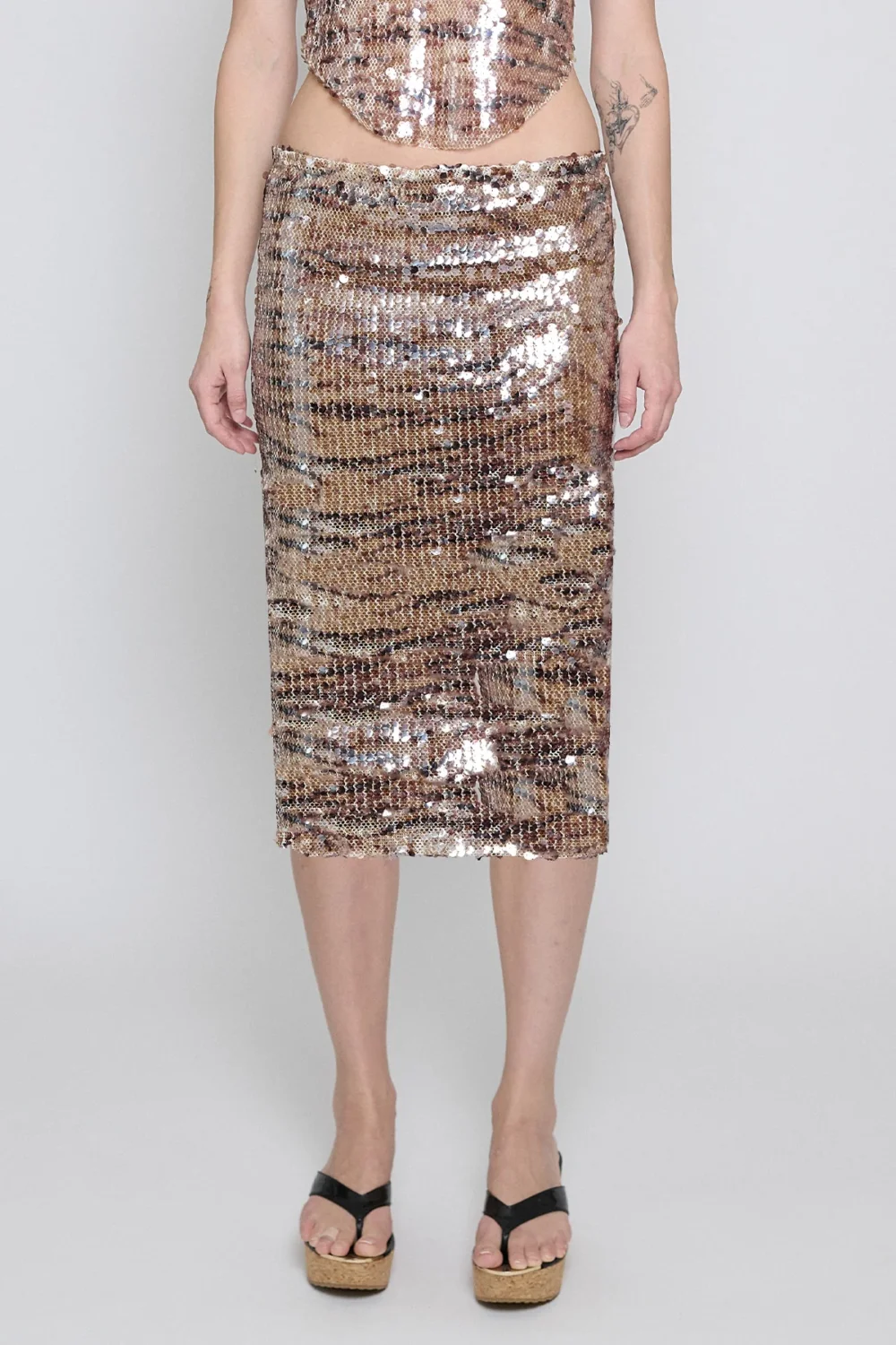 Tiger Sequin Midi Skirt