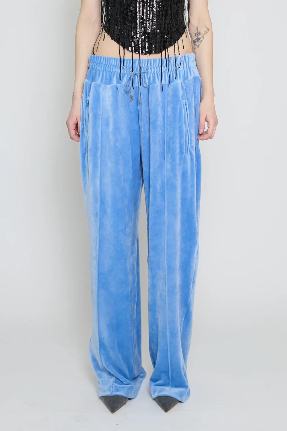 Baby Blue Velour Track Pants