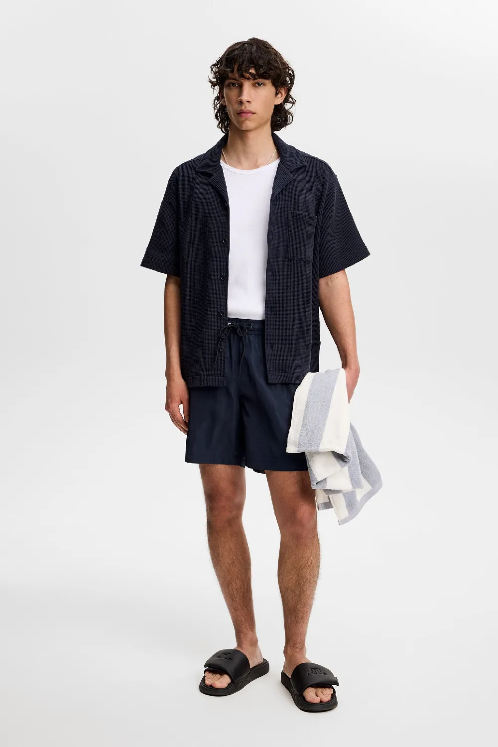Delta Stripe Swim Shorts / JL Navy - 4