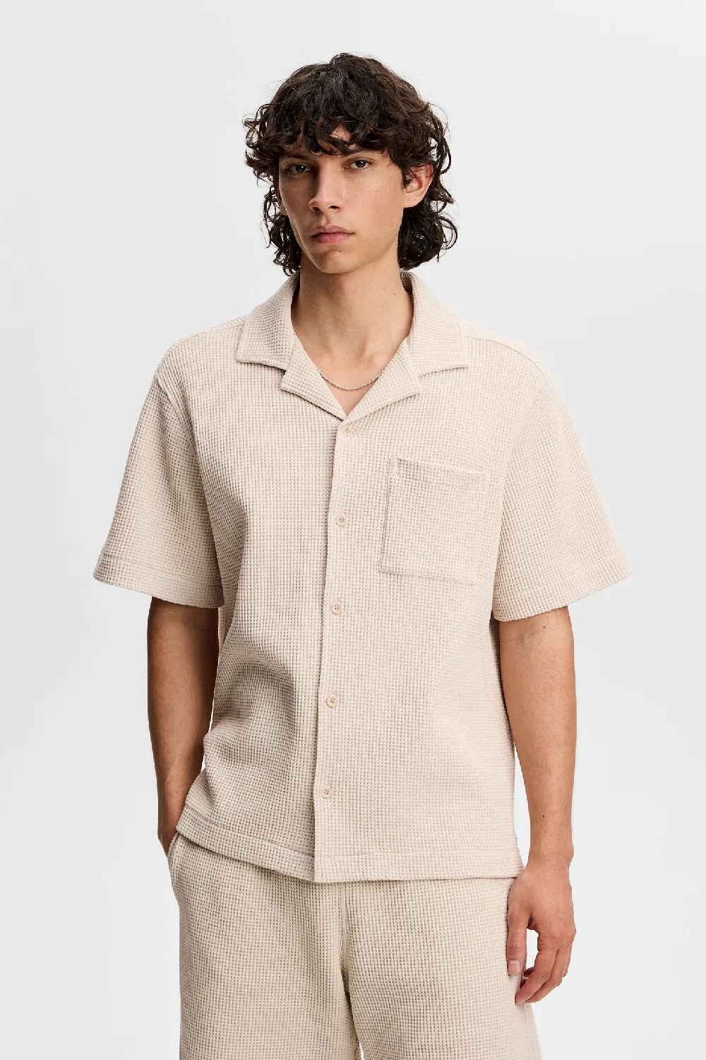 Theron Waffle Shirt / Moonbeam - 3