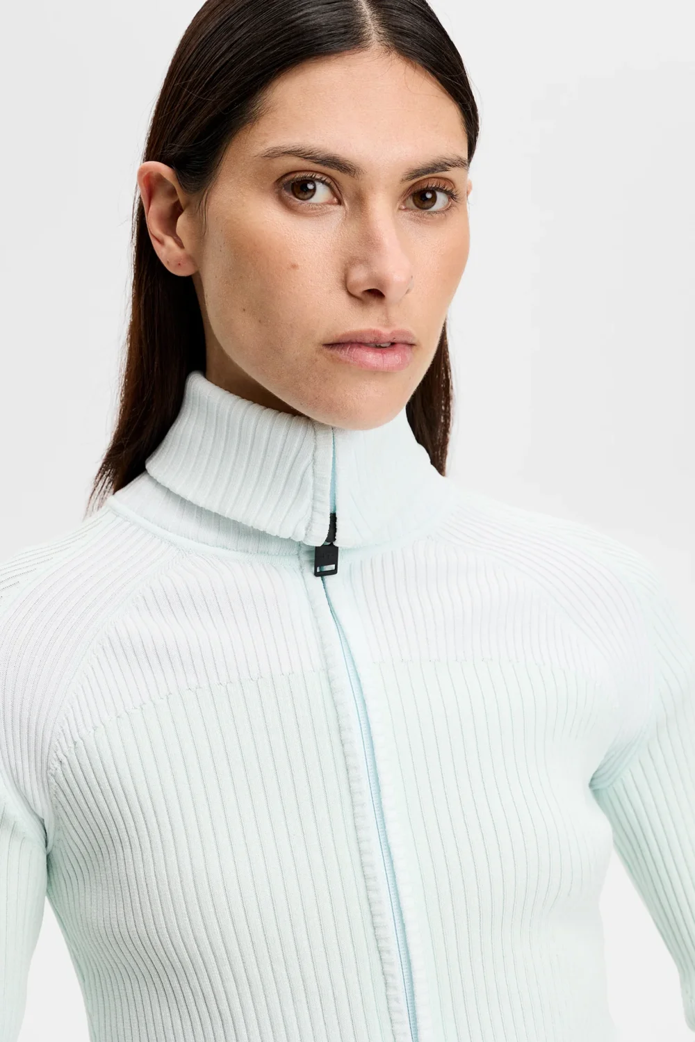 Terri Contrast Rib Zip Sweater / Sky Light - 5