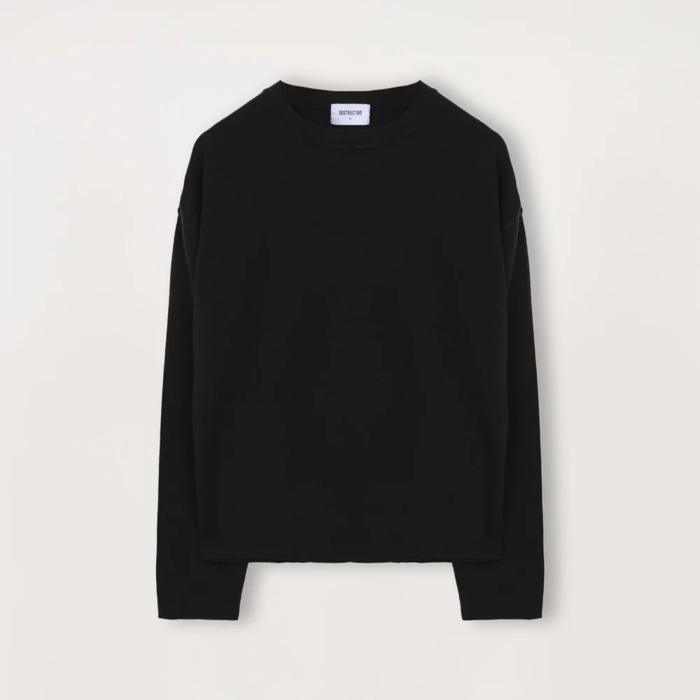 Cropped Long Sleeve T-Shirt - Black