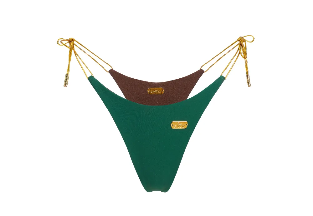 Hunter Green/Chocolate Thongkini Bottom | Reversible