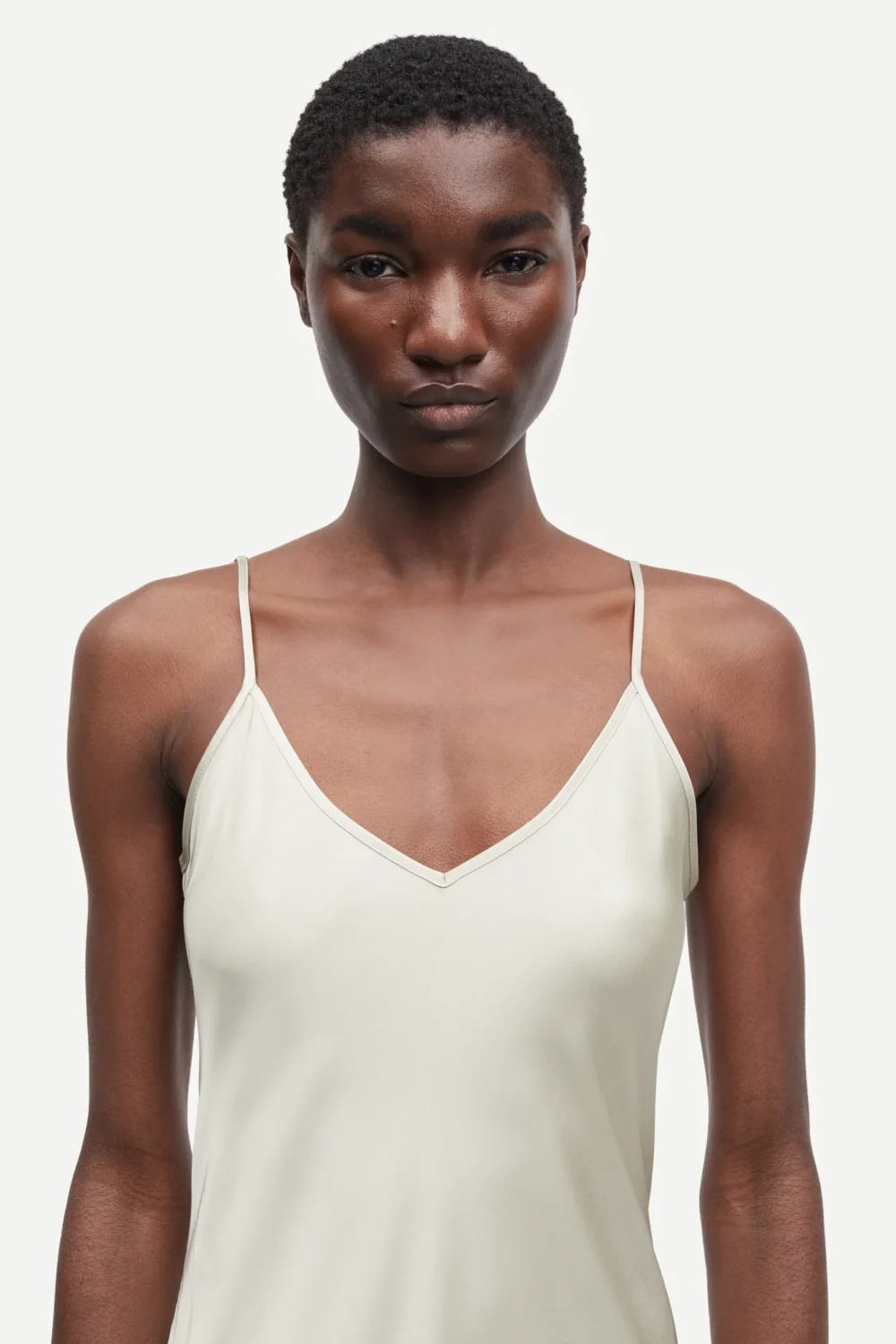Silky strap dress in agate gray - 4