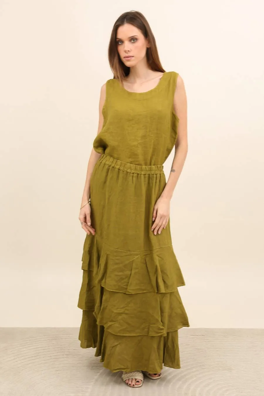 Noe maxi linen skirt REF. 80420: Himmelblau - 4