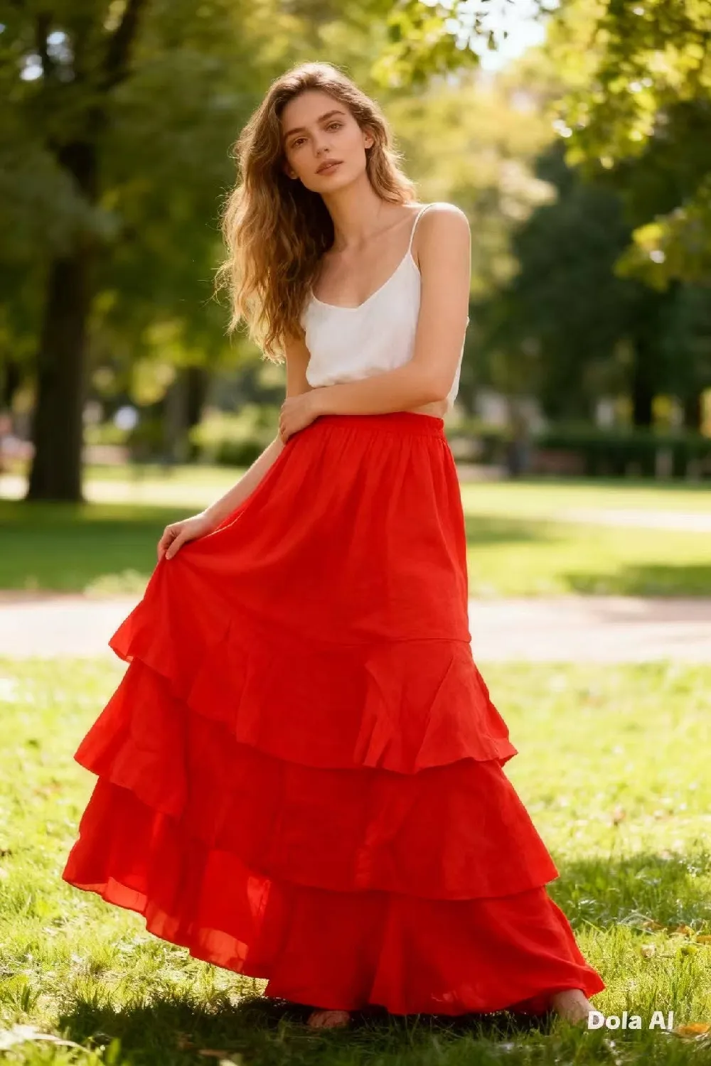 Noe maxi linen skirt in caramel - 2