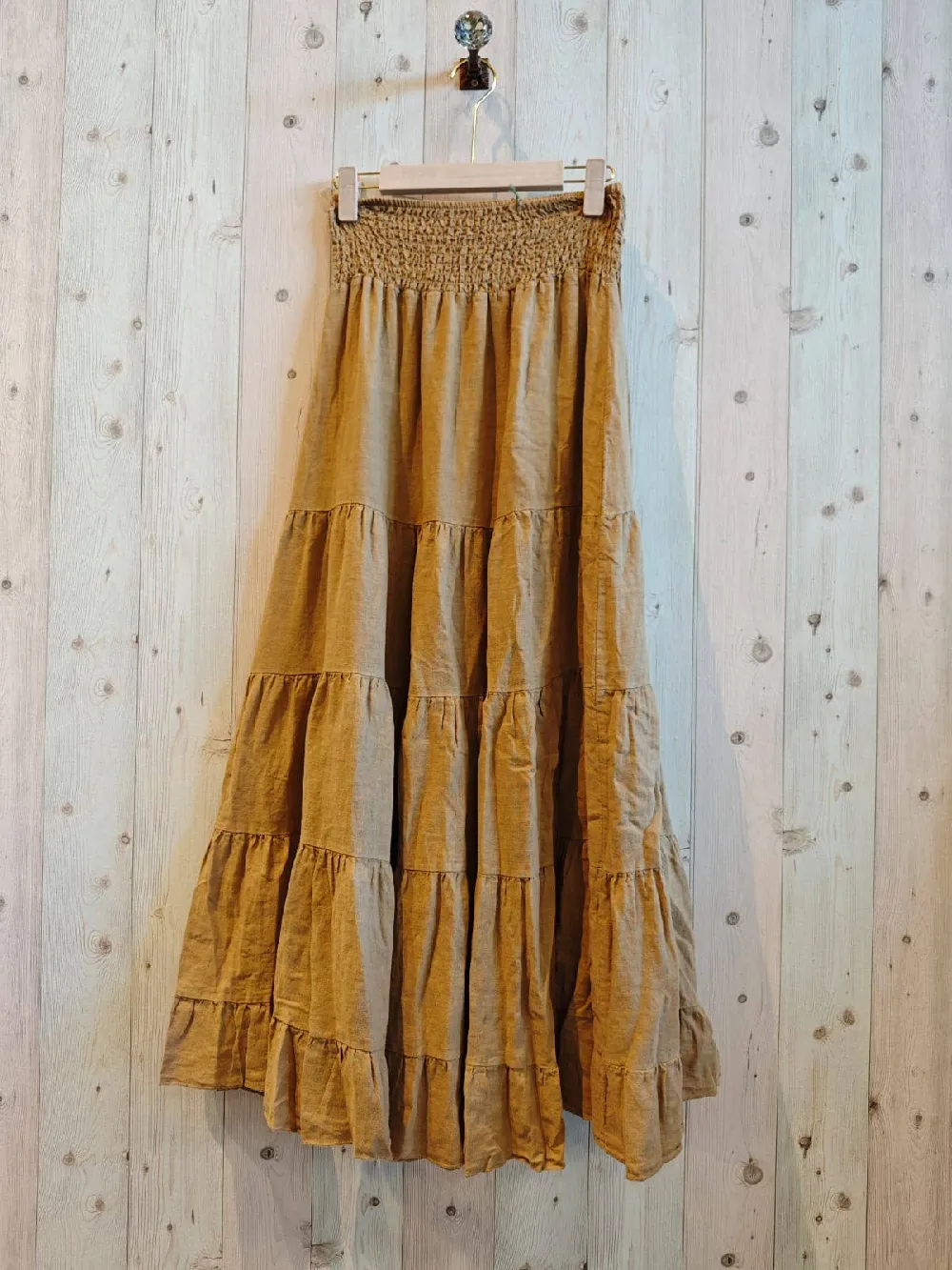 Gia linen skirt in camel / one size