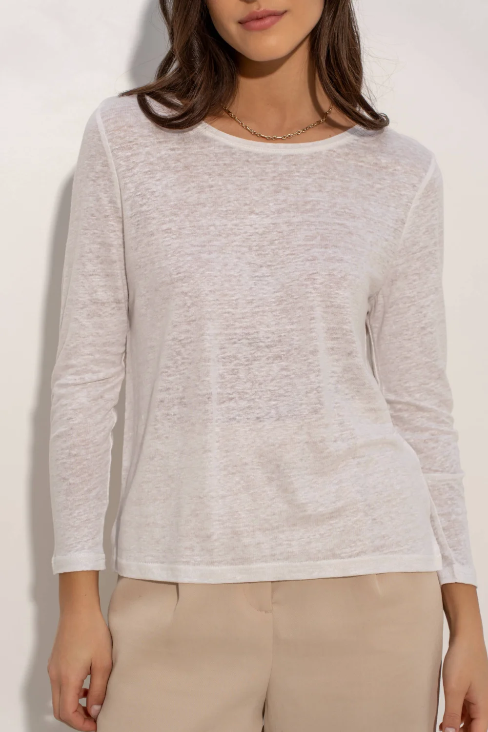 Langarmshirt mit Rundhalsausschnitt aus 100% Leinen: Ecru jw2402