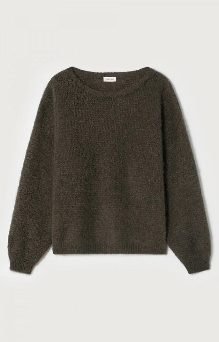 CPROPPED FLUFFY KNITTED JUMPER IN DARK CHOCLATE
