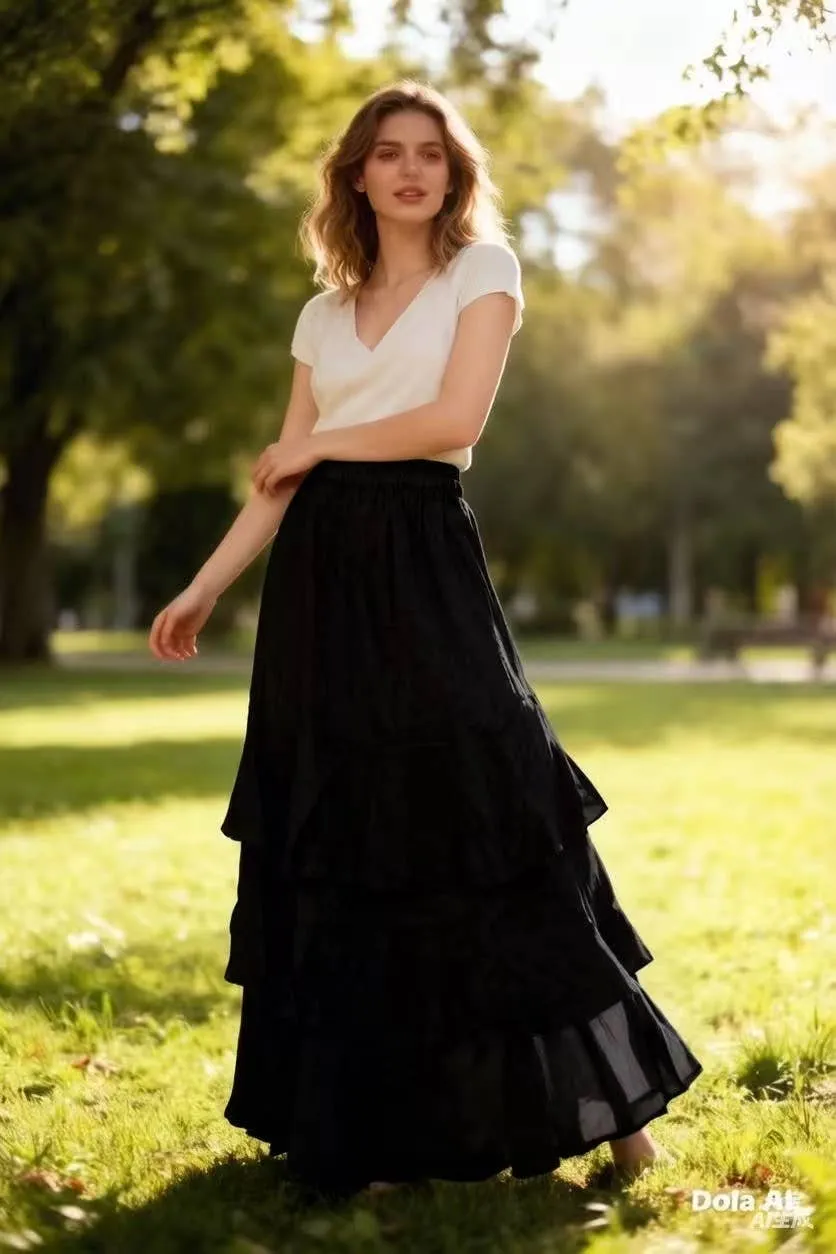 Noe maxi linen skirt REF. 80420: Schwarz