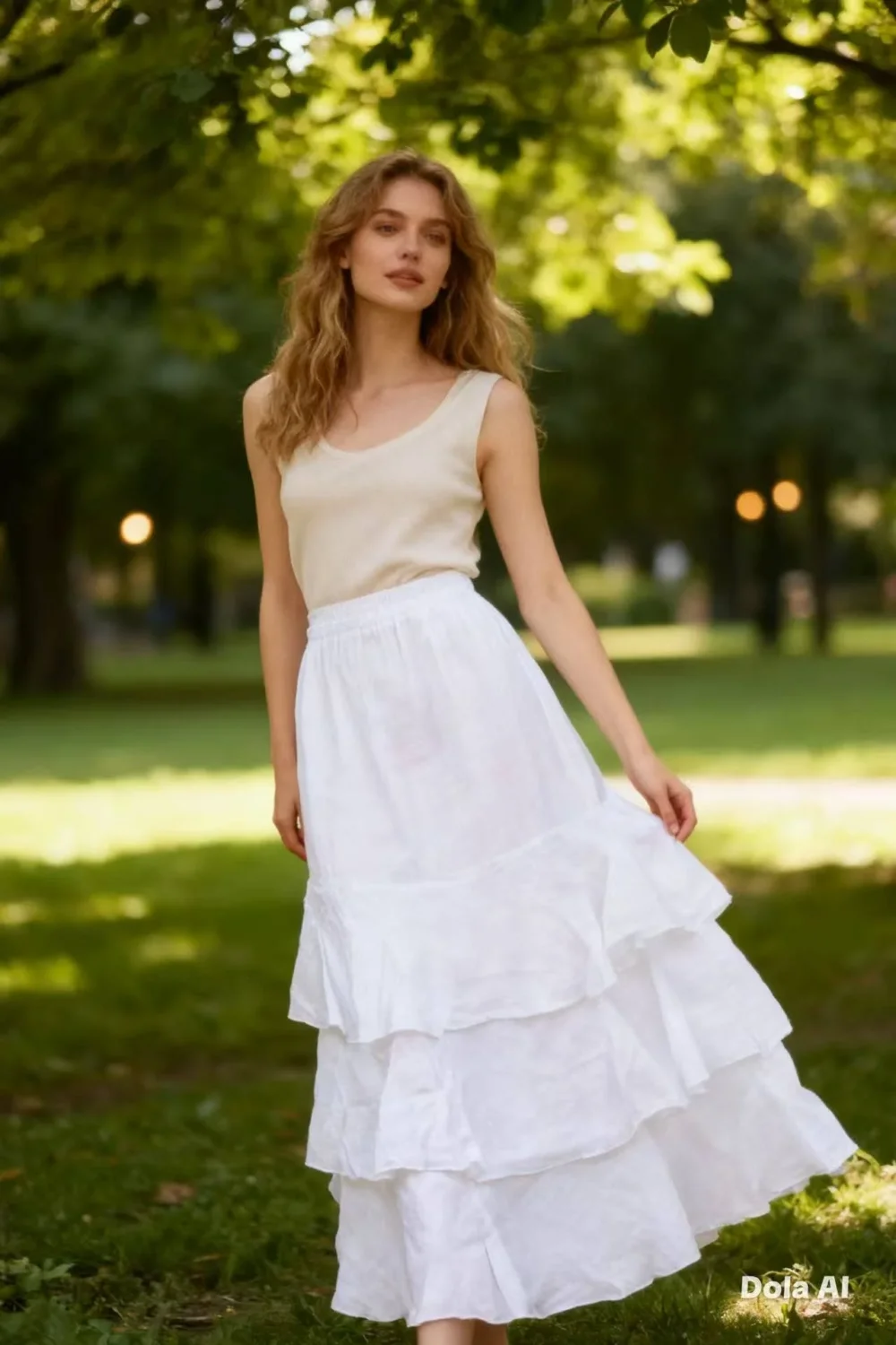 Noe maxi linen skirt in white / one size