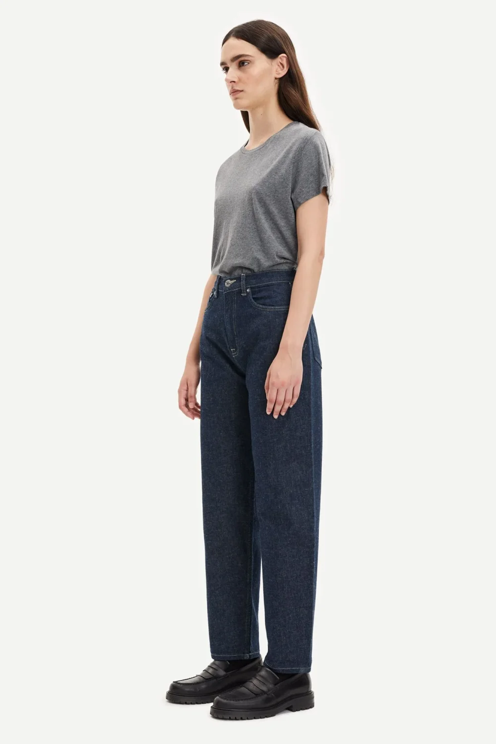 Basic crew neck shirt in dark grey melange - 3