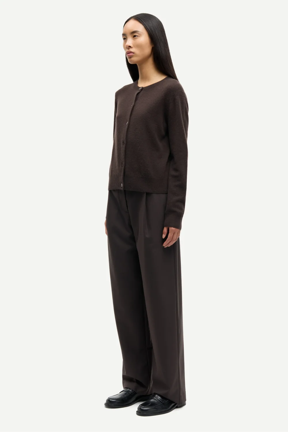 Pure cashmere cardigan in black coffee