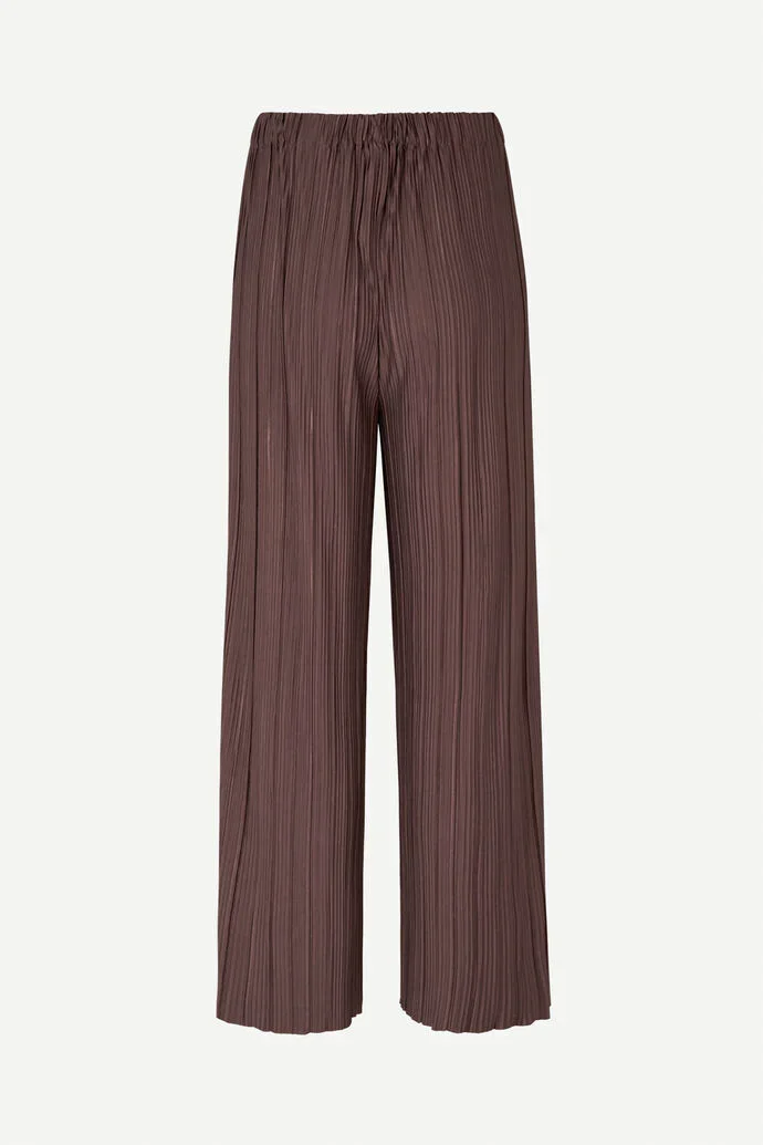 Pleated wide leg trousers in brown stone - 2