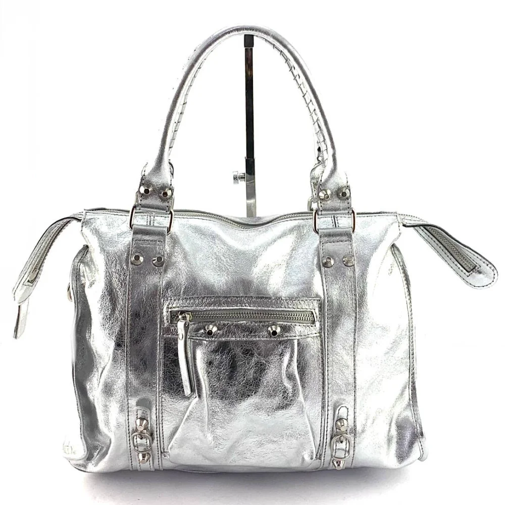 Bita bag in silver - leather - handmade in italy