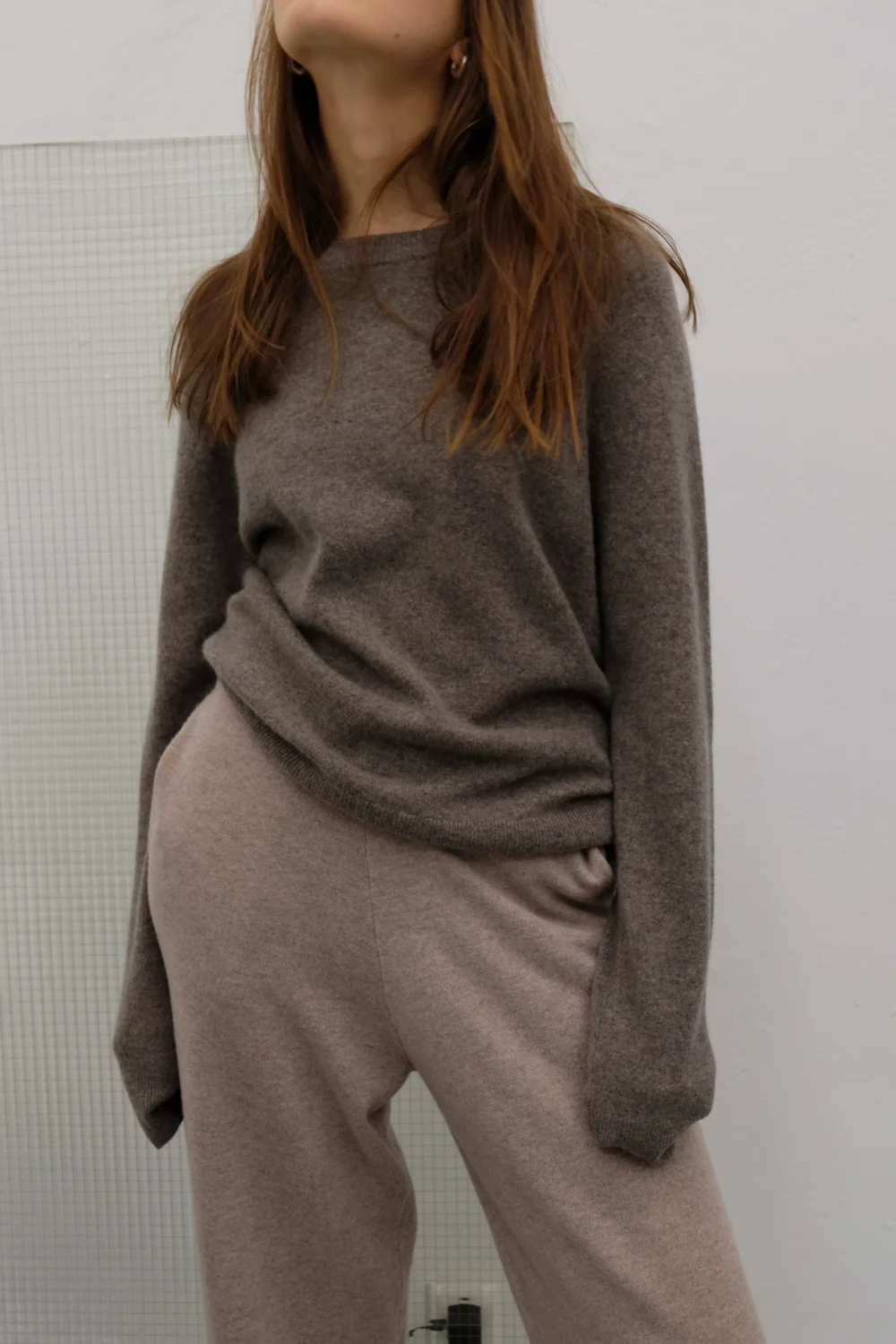 Pure cashmere crew neck in natural