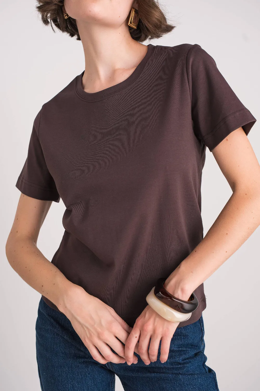 T-Shirt aus 100% Baumwolle mit Kurzarm: Marineblau - 3