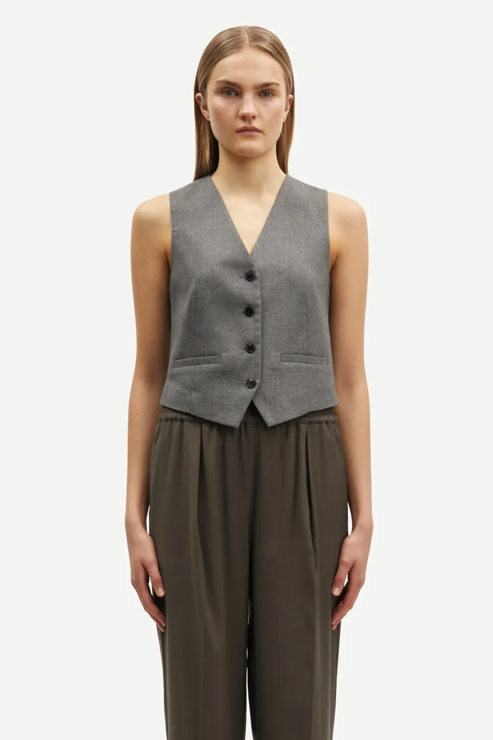 Saramona vest in grey melange