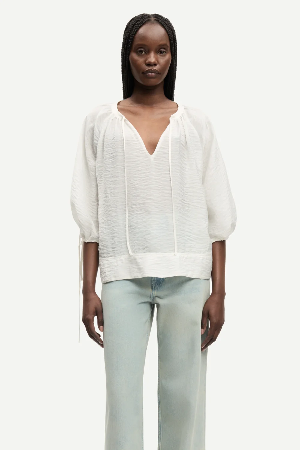 Samateran ss blouse in egret