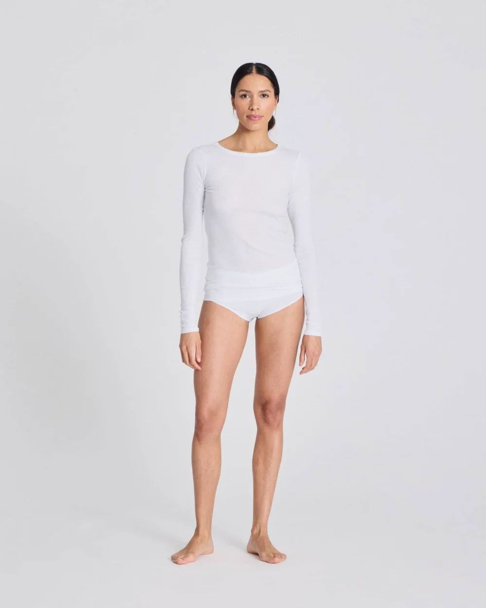 Lise L/S Baumwolltop 3x2x Rippe GOTS 243975 - Weiß: