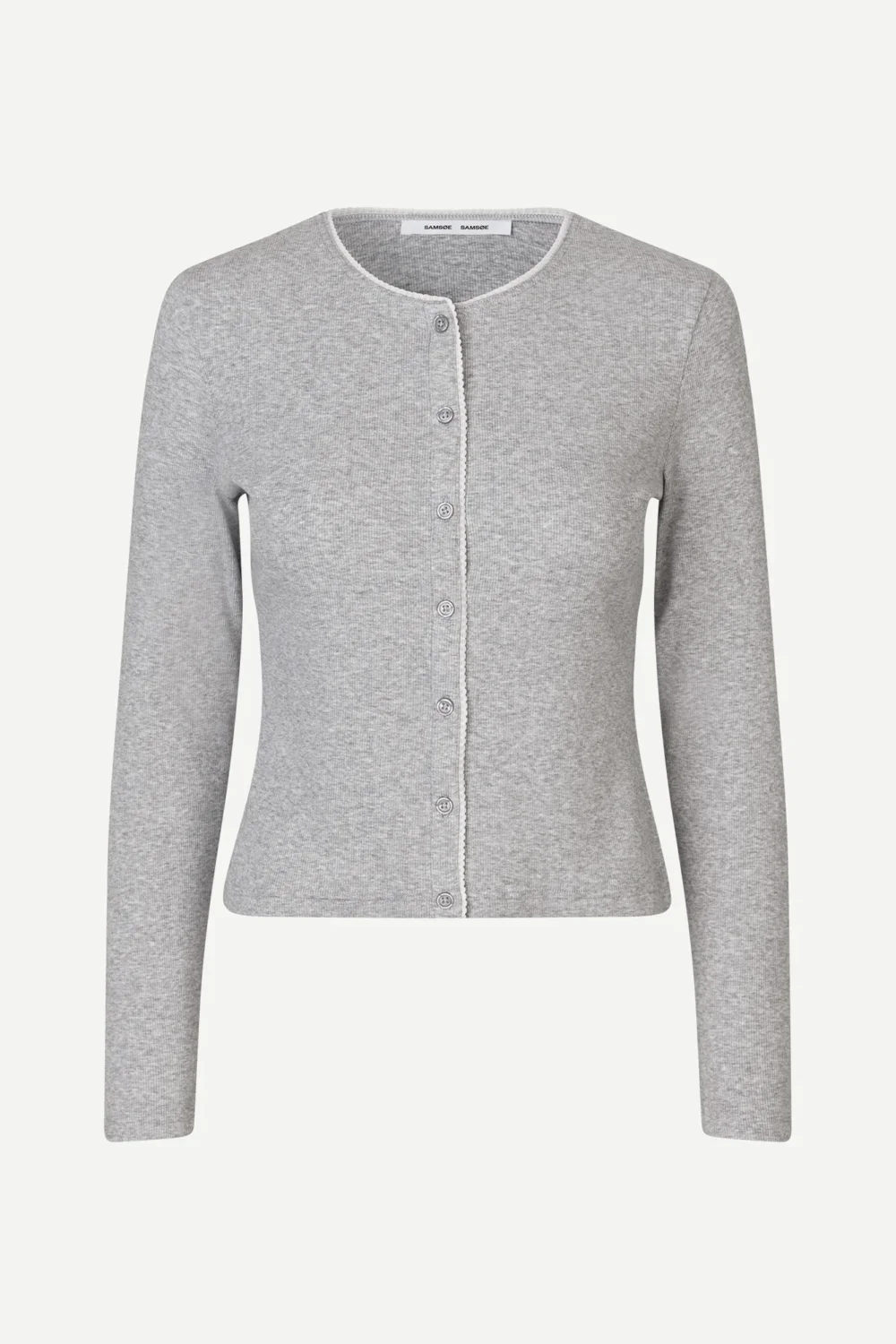 Cardigan with lace detail in light grey