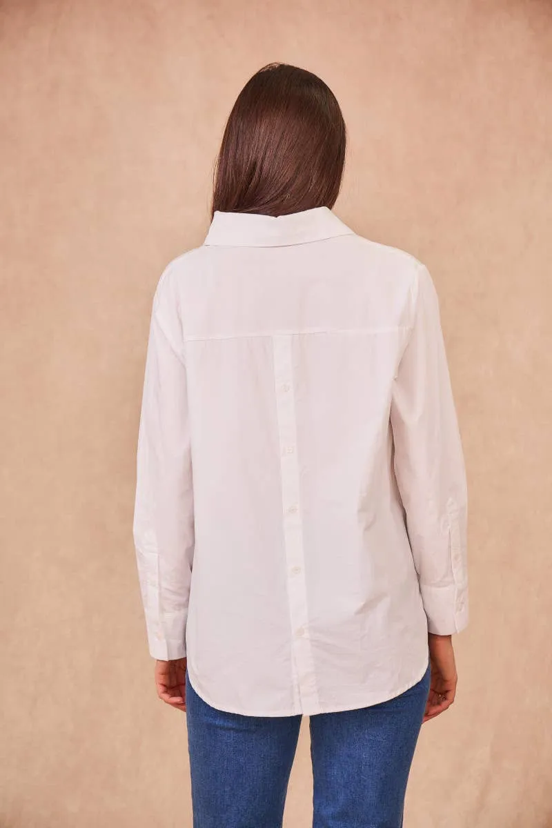 White cotton shirt with button details