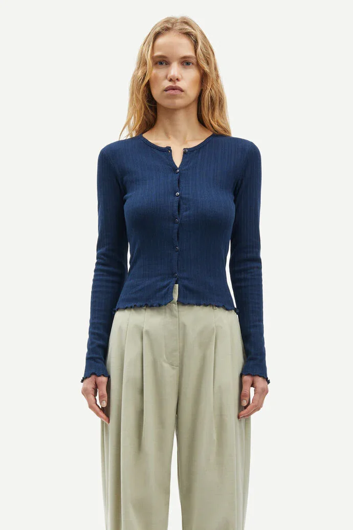 Pointelle Cardigan in blue