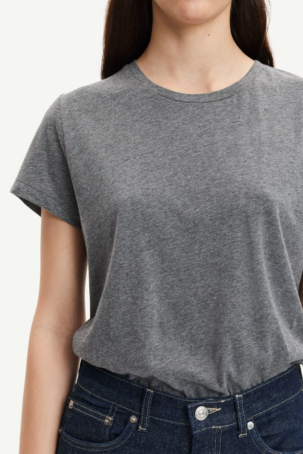 Basic crew neck shirt in dark grey melange - 2