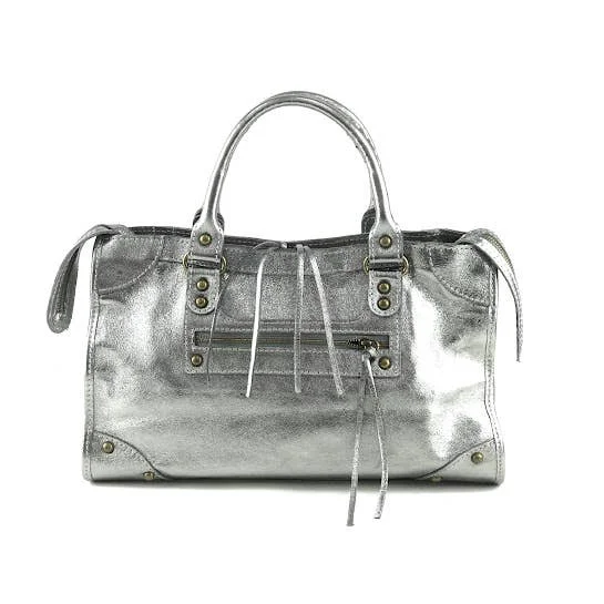 Alma bag in antique silver - leather - handmade in italy