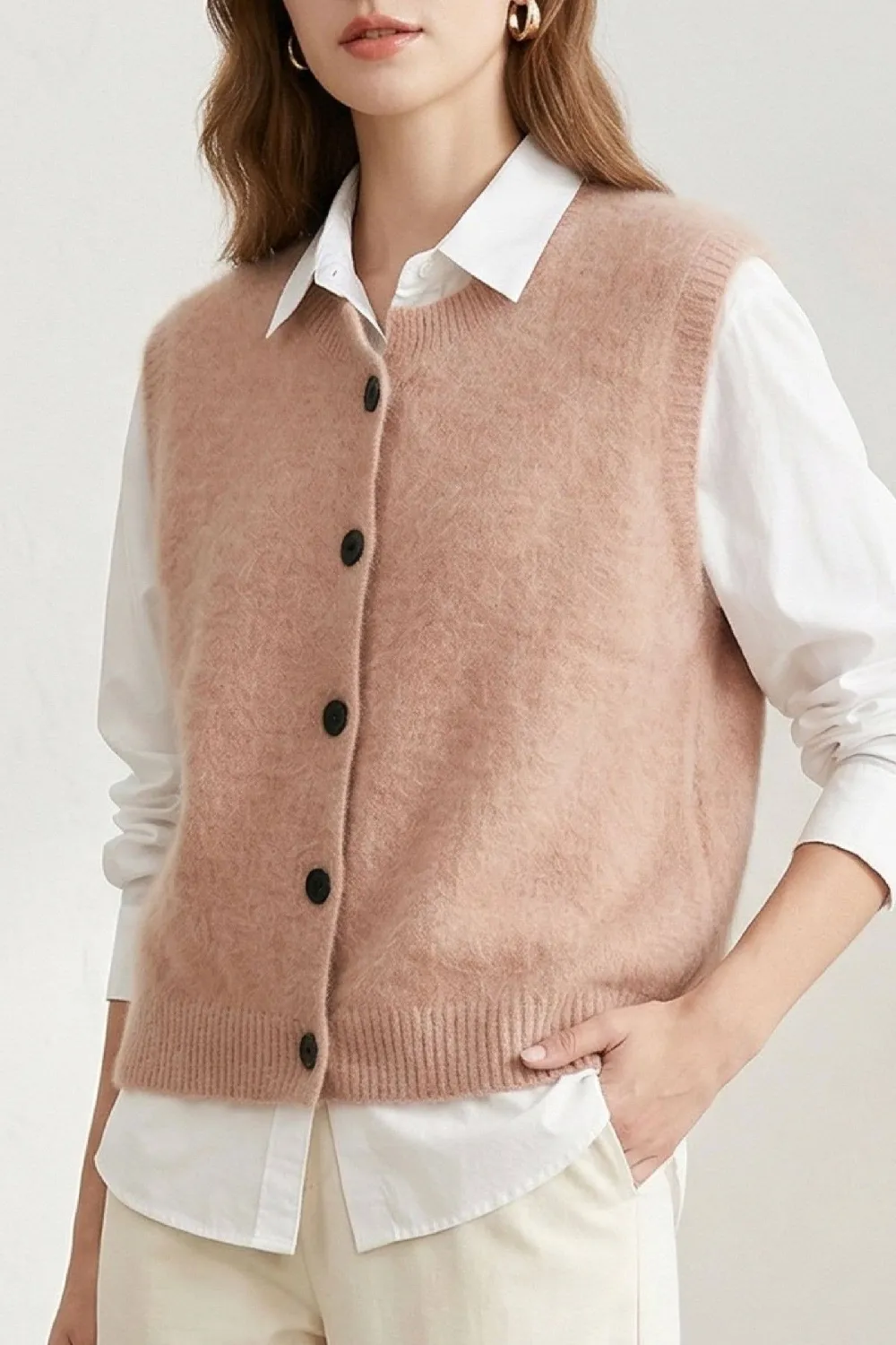 Kaschmir-Wollweste Beige / one size