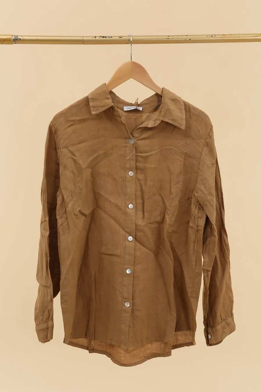 Malie linen shirt in camel
