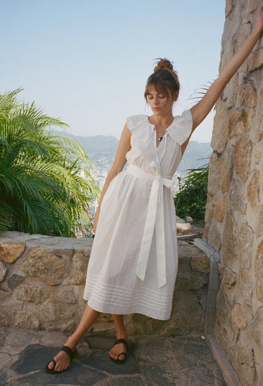 Sua White Embroidered Cotton Dress - 4