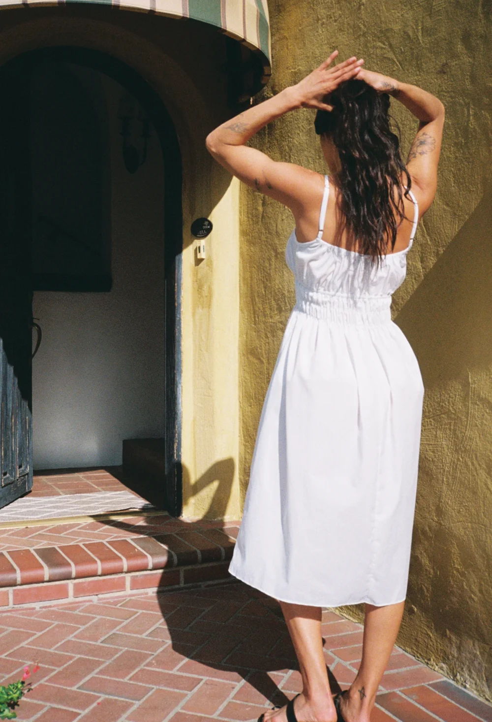 Gabriela Washed Cotton White Dress - 5