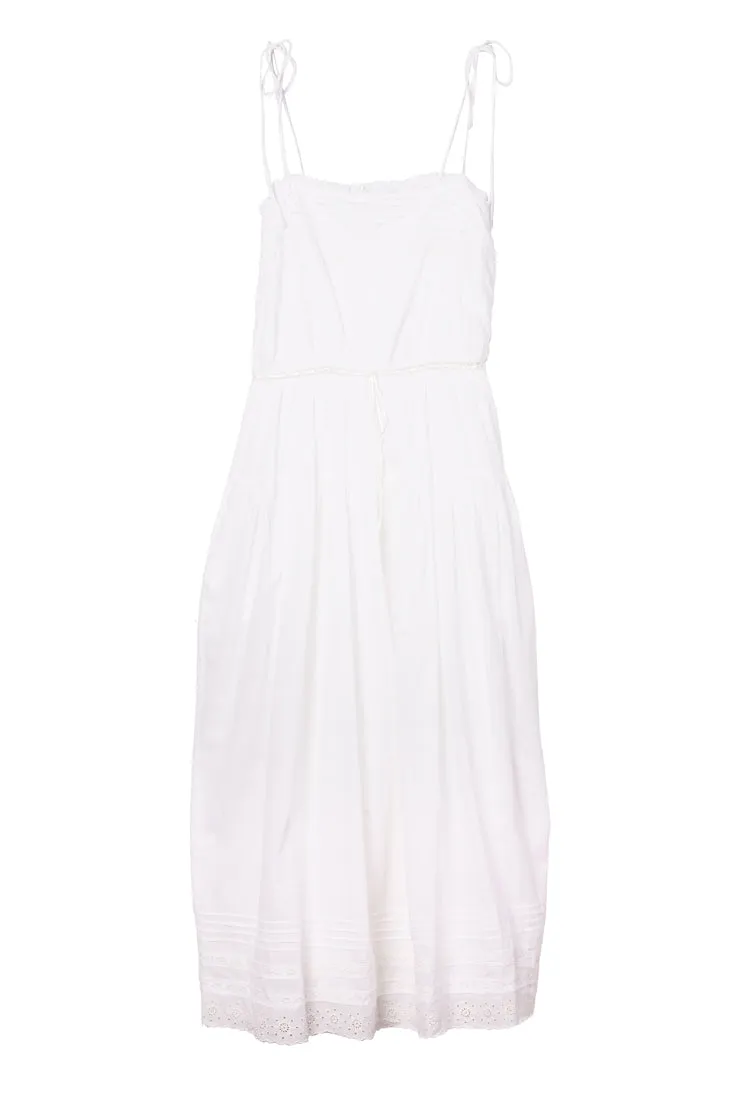 Petra White Embroidered Cotton Dress - 5