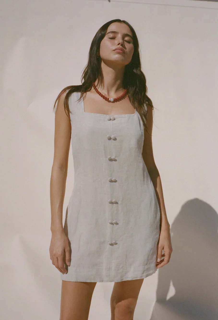 Virginie Oatmeal Linen Dress