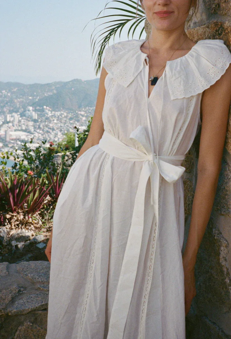 Sua White Embroidered Cotton Dress - 2