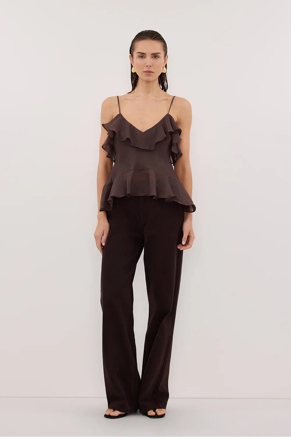 SARA DARK CHOC RAMIE CAMI TOP