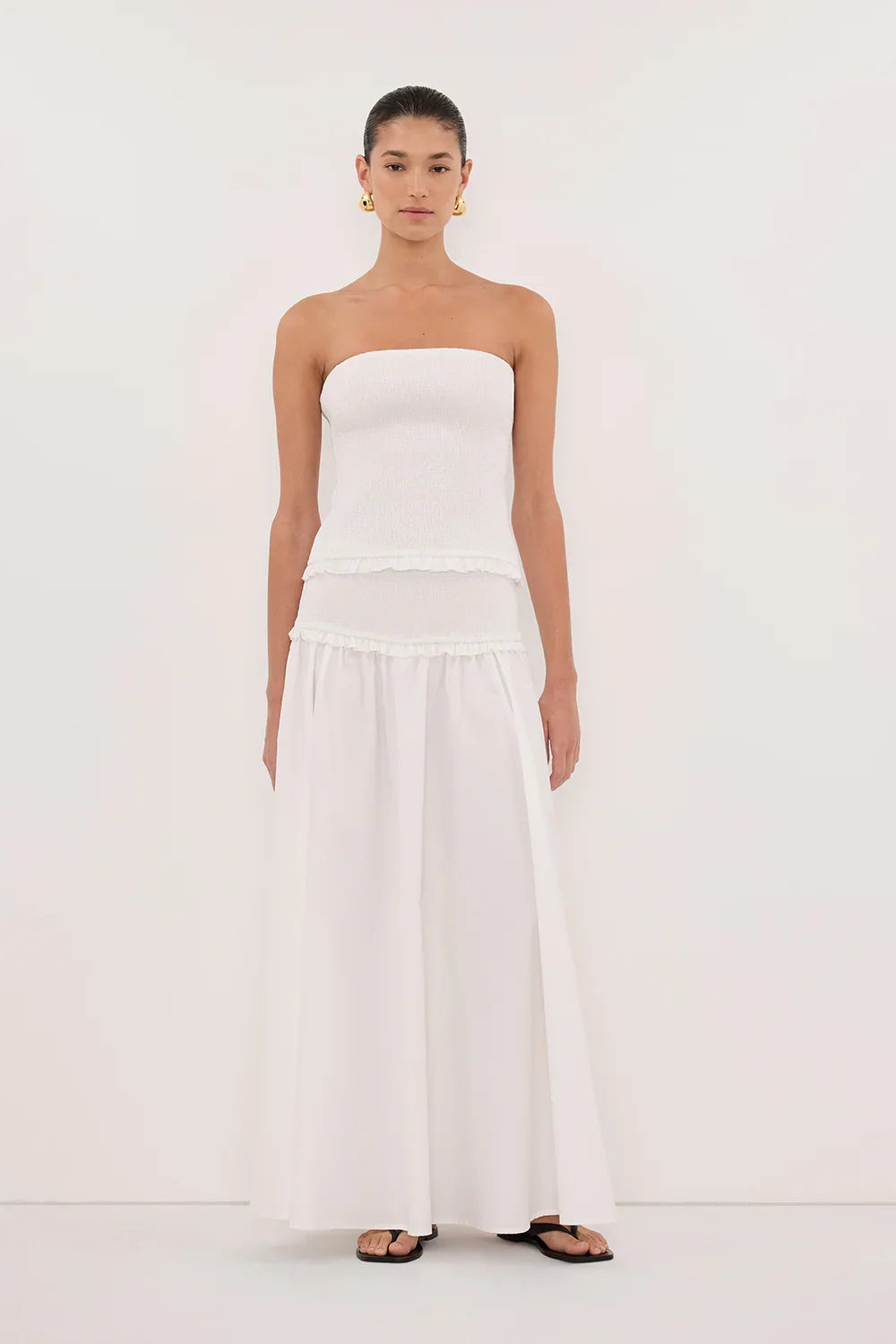 EDIE WHITE STRAPLESS COTTON TOP