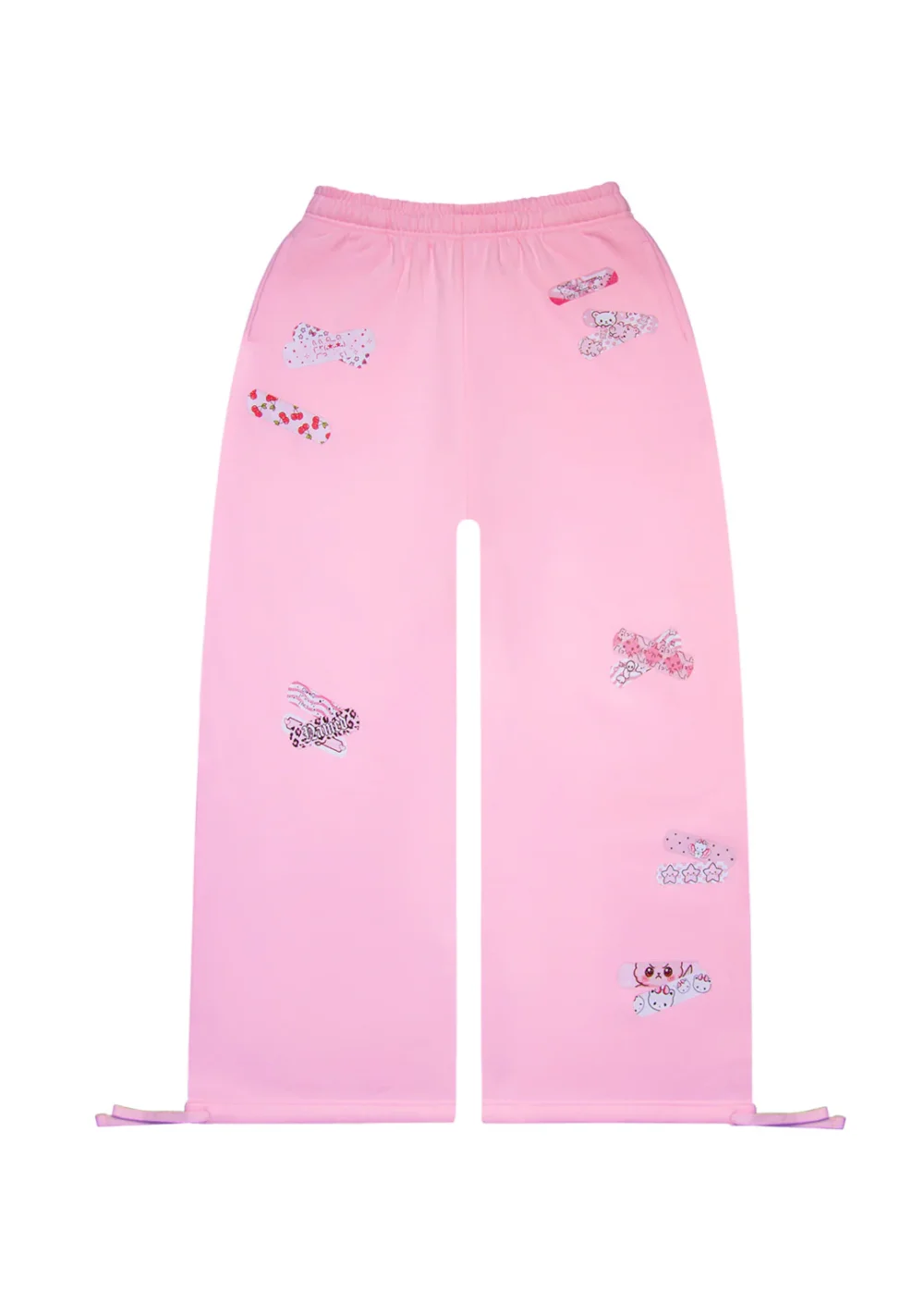 STITCH TEDDY OVERSIZED SWEATPANTS BABY PINK