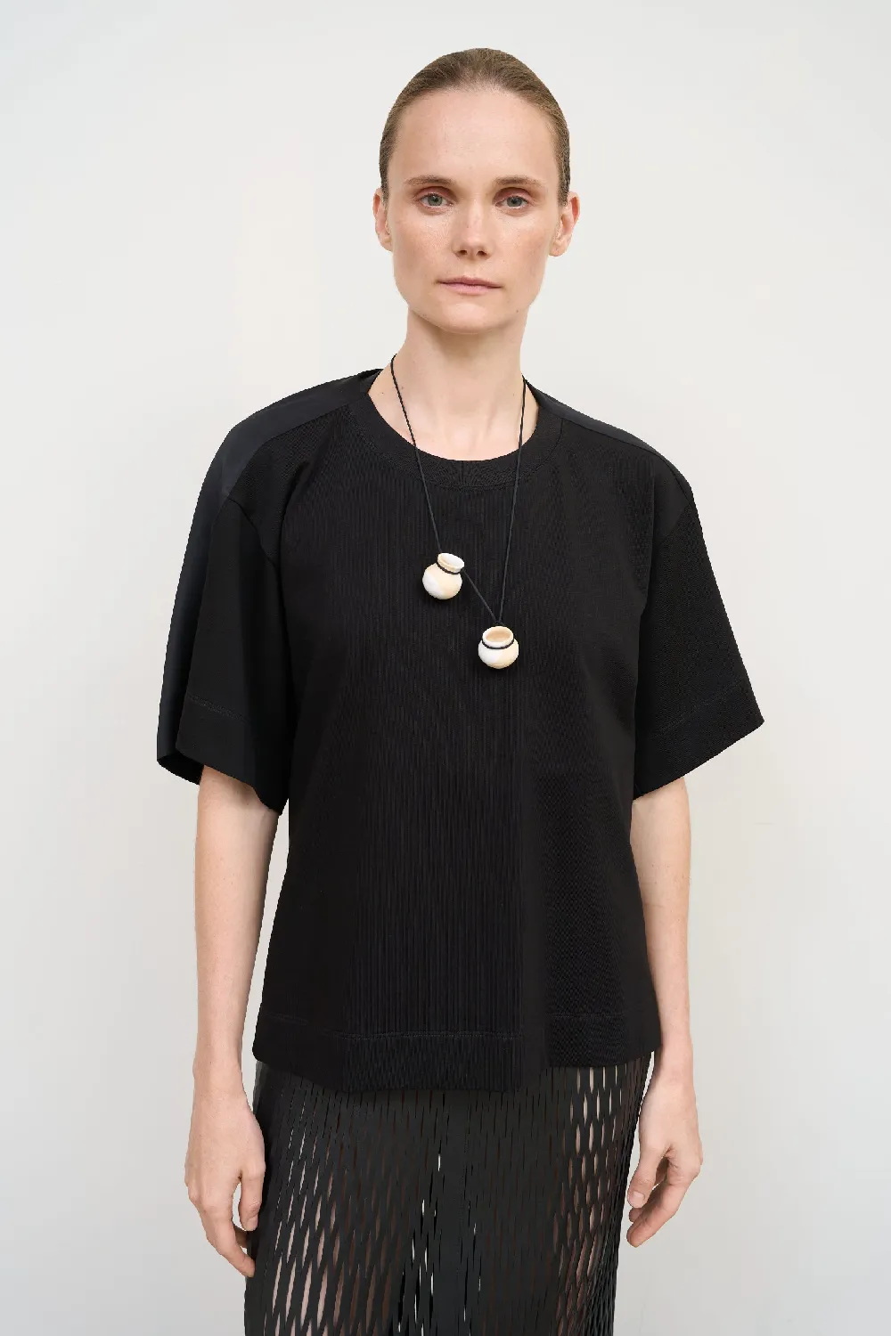 COTTON T-SHIRT WITH TWISTED NECK