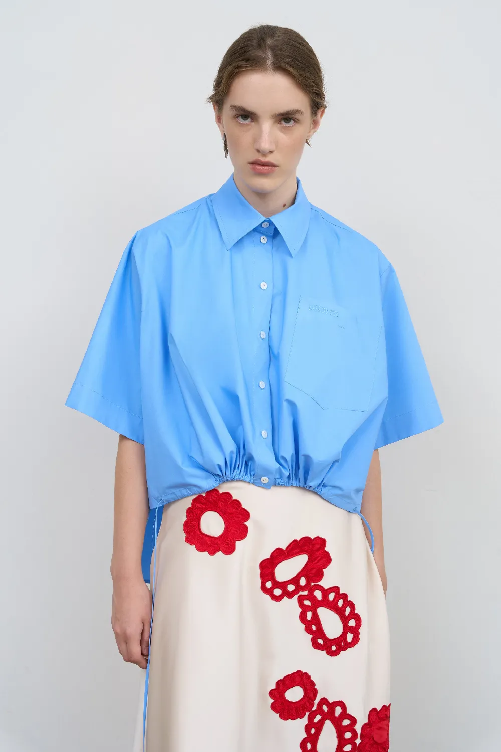 ASYMMETRIC HEM COTTON POPLIN SHIRT