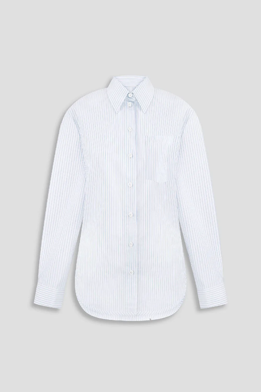 White Striped Poplin Shirt with Twisted Back Detail - 4